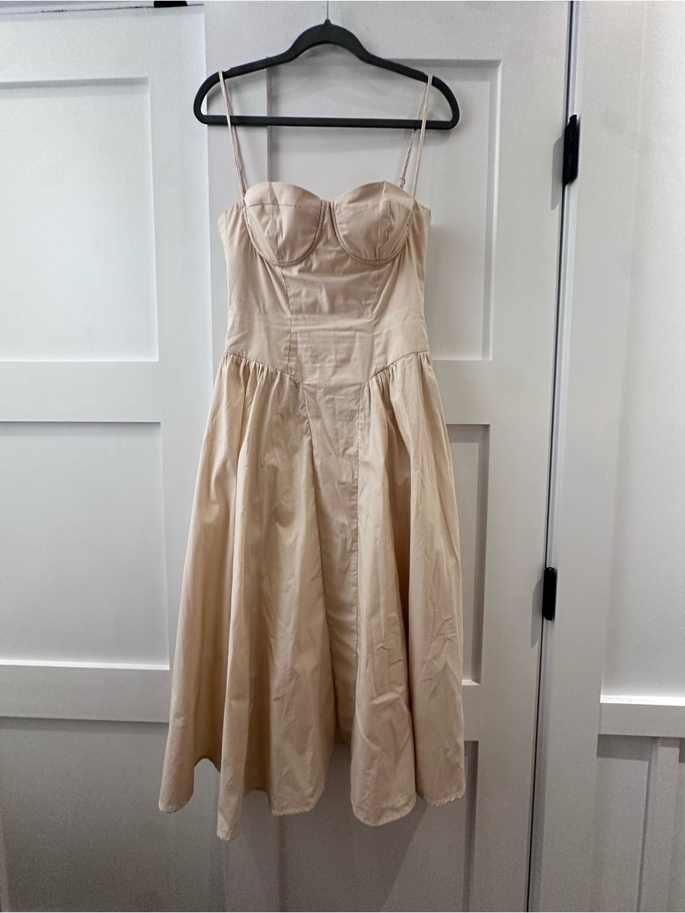 Strapless Bustier Midi Dress in Cream
